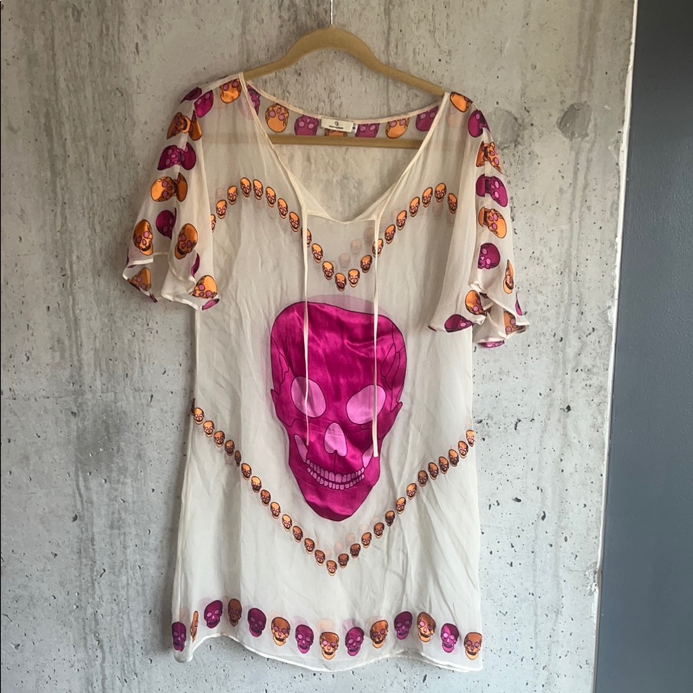 Charlotte Sparre Skull Print Beach Coverup/ Dress
